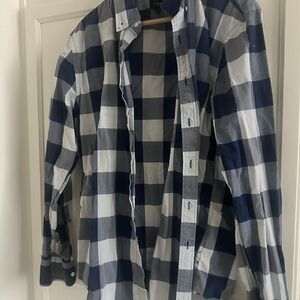J. Crew Navy and White Plaid Casual Shirt